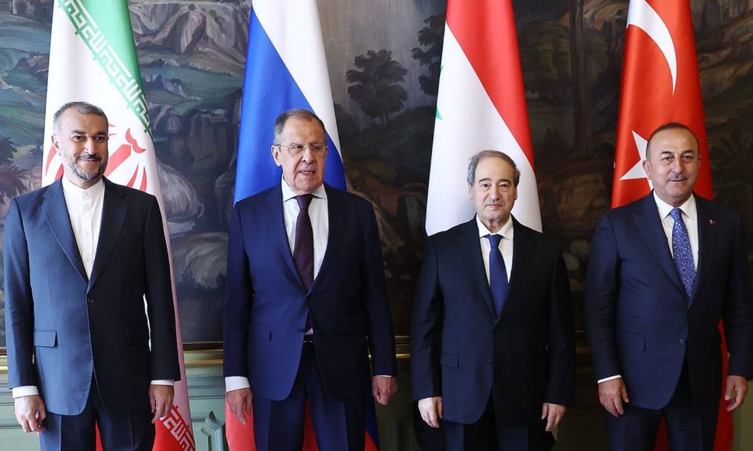The then Turkish Foreign Minister meets his Syrian, Russian, and Iranian counterparts to discuss the rapprochement between Ankara and the Syrian regime - May 10th (TASS)